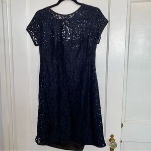 LOFT Navy Blue Lace Cocktail Shift Dress Navy Size 10 Lined